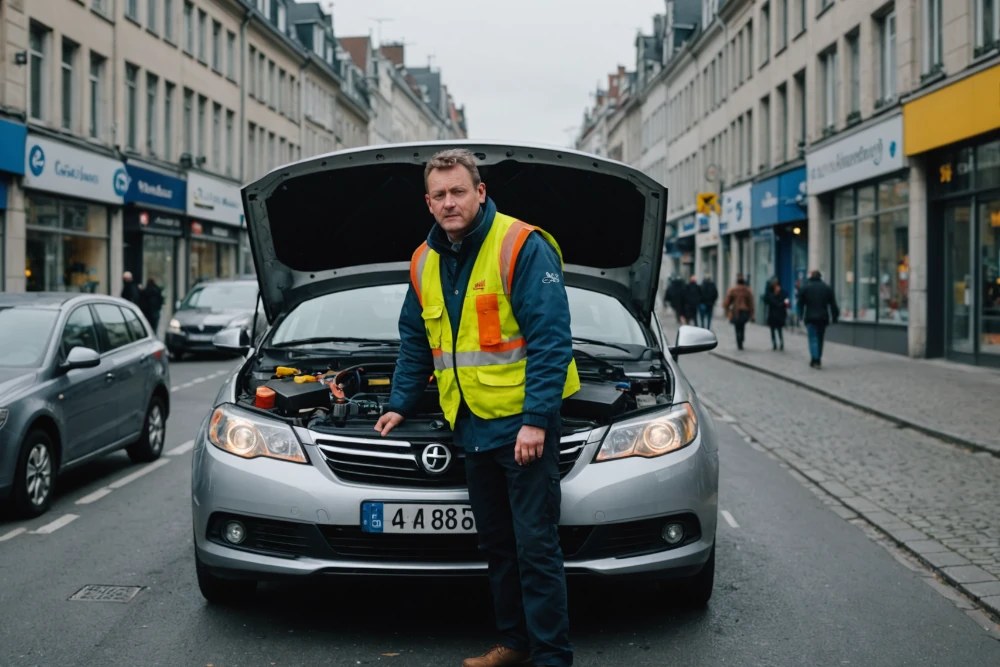 dépanneur de voiture dans une rue de Bruxelles